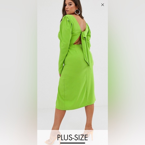 Esmeralda Midi Side Slit Dress - Lime Green main image 0
